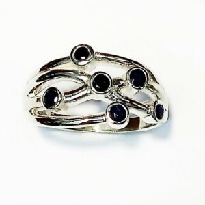 9ct White gold with black diamonds