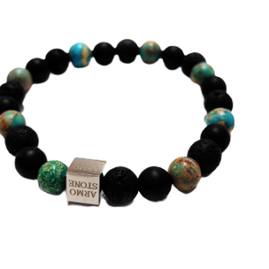 Black lava, onyx, turquoise