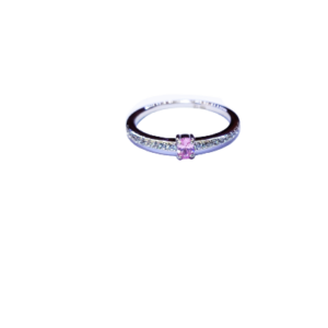 Silver ring with oval pink cubic zirconia