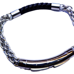 Stainless steel Chain braided leather with adjustable clasp