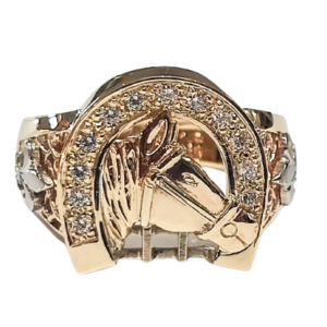 9k Yellow gold diamond gents ring