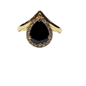 18k Yellow gold black diamond ring
