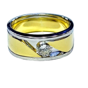 18K Yellow gold and 9K white gold diamond ring