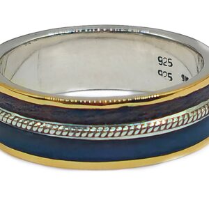 Silver 9k yellow guitar inlay ring